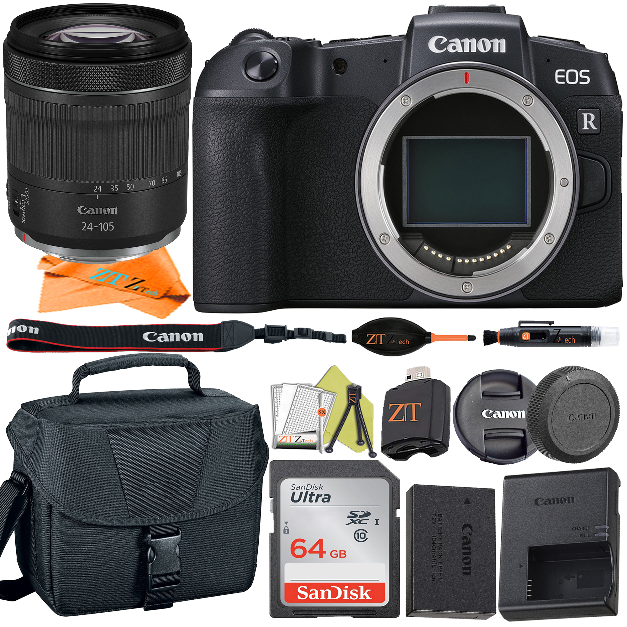 Canon EOS RP Mirrorless Digital Camera Full Frame with RF24-105mm STM Lens + SanDisk 64GB + ZeeTech Accessory Bundle