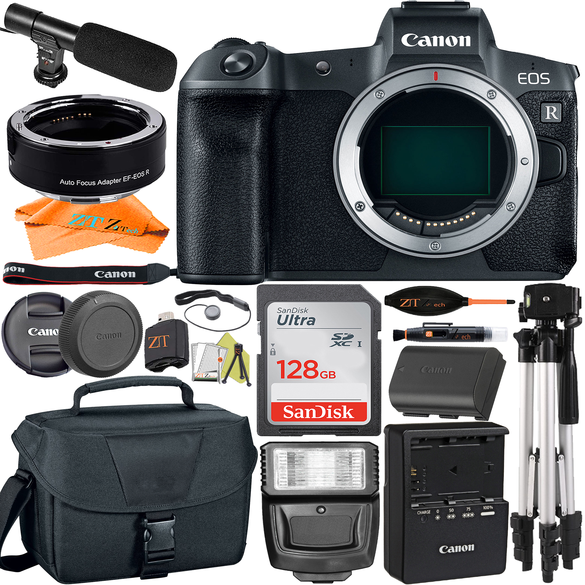 Canon EOS R Mirrorless Digital Camera (Body Only) with Mount Adapter + SanDisk 128GB + Case + ZeeTech Accessory Bundle