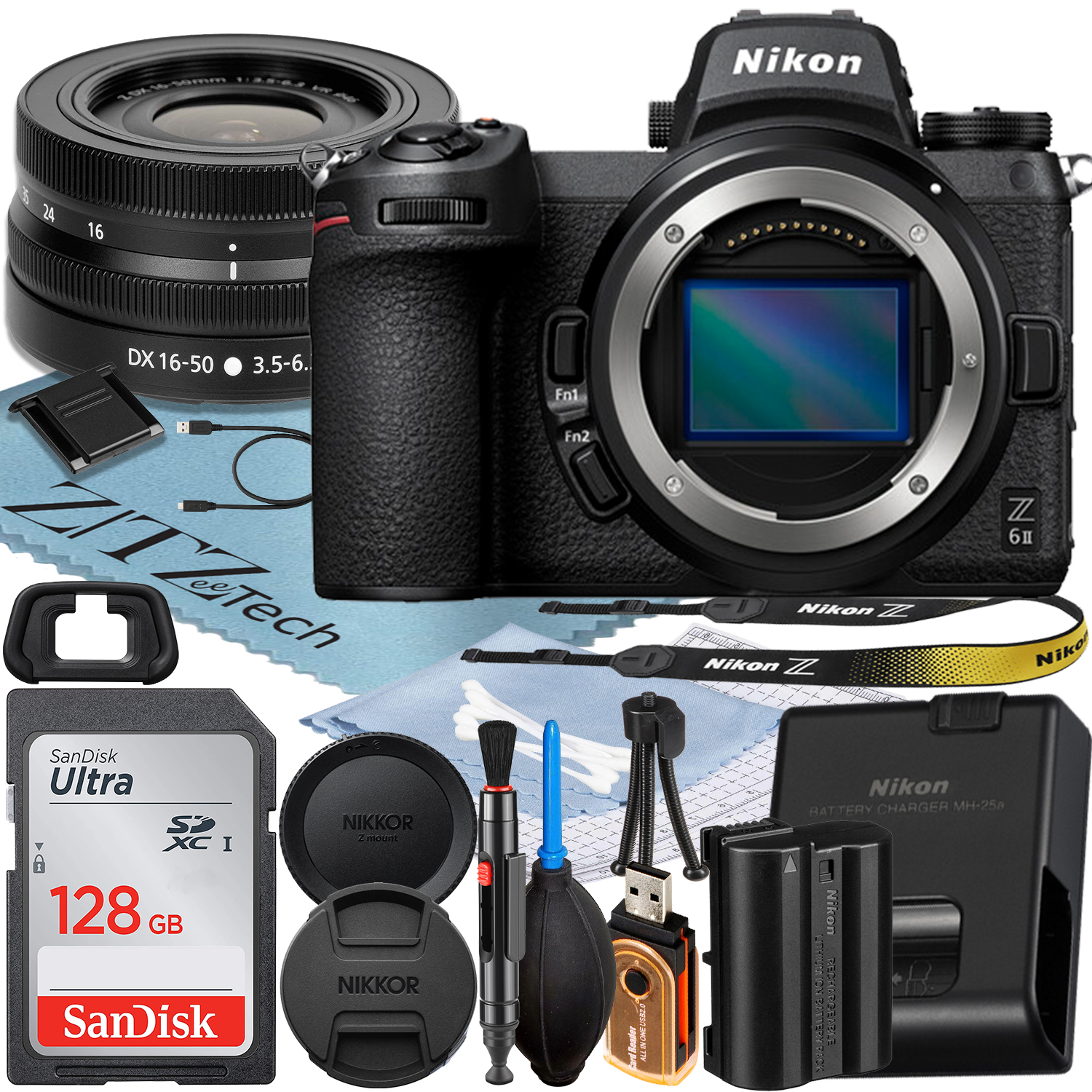 Nikon Z6 II Mirrorless Camera with NIKKOR Z 24-70mm f/4 S Lens + SanDisk 128GB Memory Card + ZeeTech Accessory Bundle