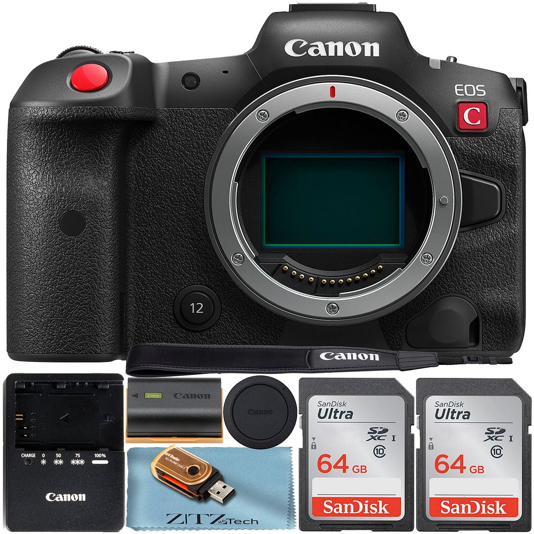 Canon EOS R5 C Mirrorless Cinema Camera (Body Only) with 2 Pack SanDisk 64GB Memory Card + ZeeTech Accessory Bundle