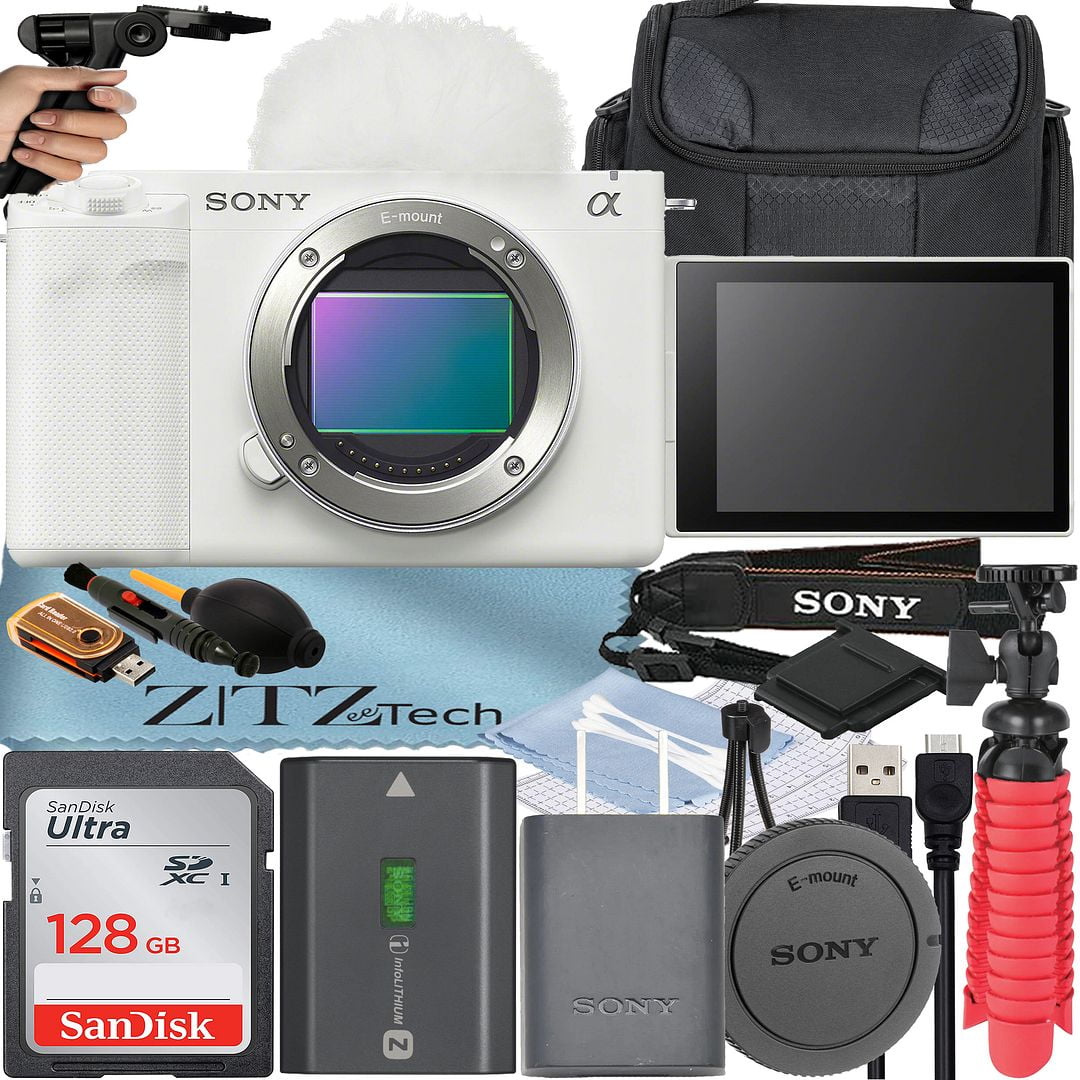 Sony ZV-E1 Mirrorless Camera White (Body Only) with SanDisk 128GB Card + Case + Tripod + ZeeTech Accessory Bundle