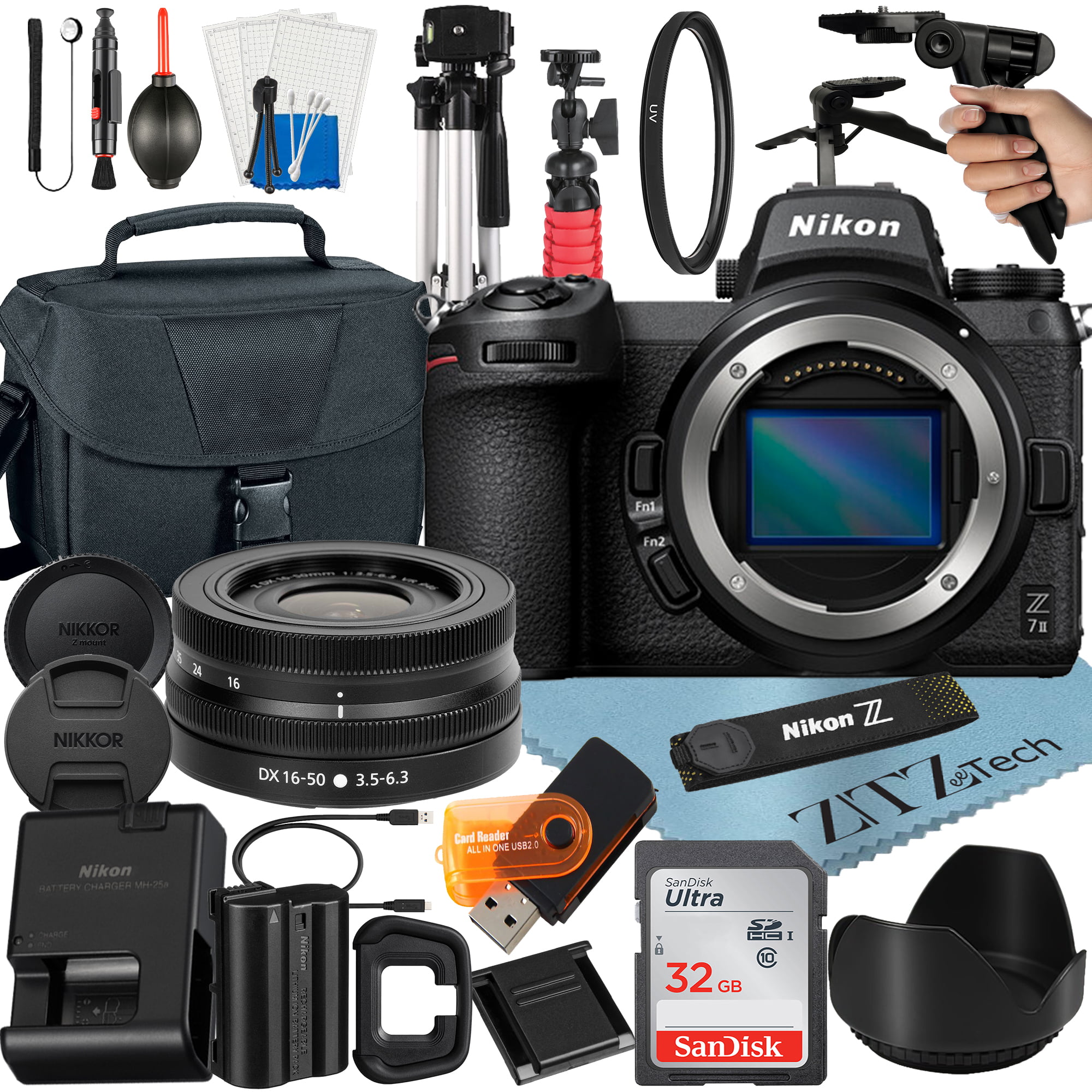 Nikon Z7 II Mirrorless Camera Bundle with NIKKOR 16-50mm VR Zoom Lens + 32GB SanDisk Card + Case + Tripod + ZeeTech Accessory