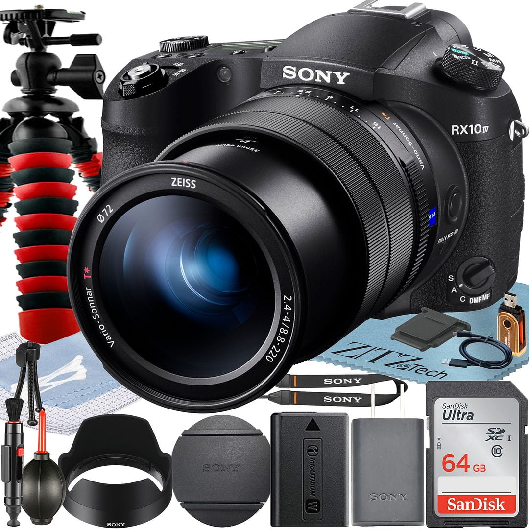 Sony Cyber-shot DSC-RX10 IV Digital Camera + Tripod + 64GB Memory Card + ZeeTech Microfiber Cloth