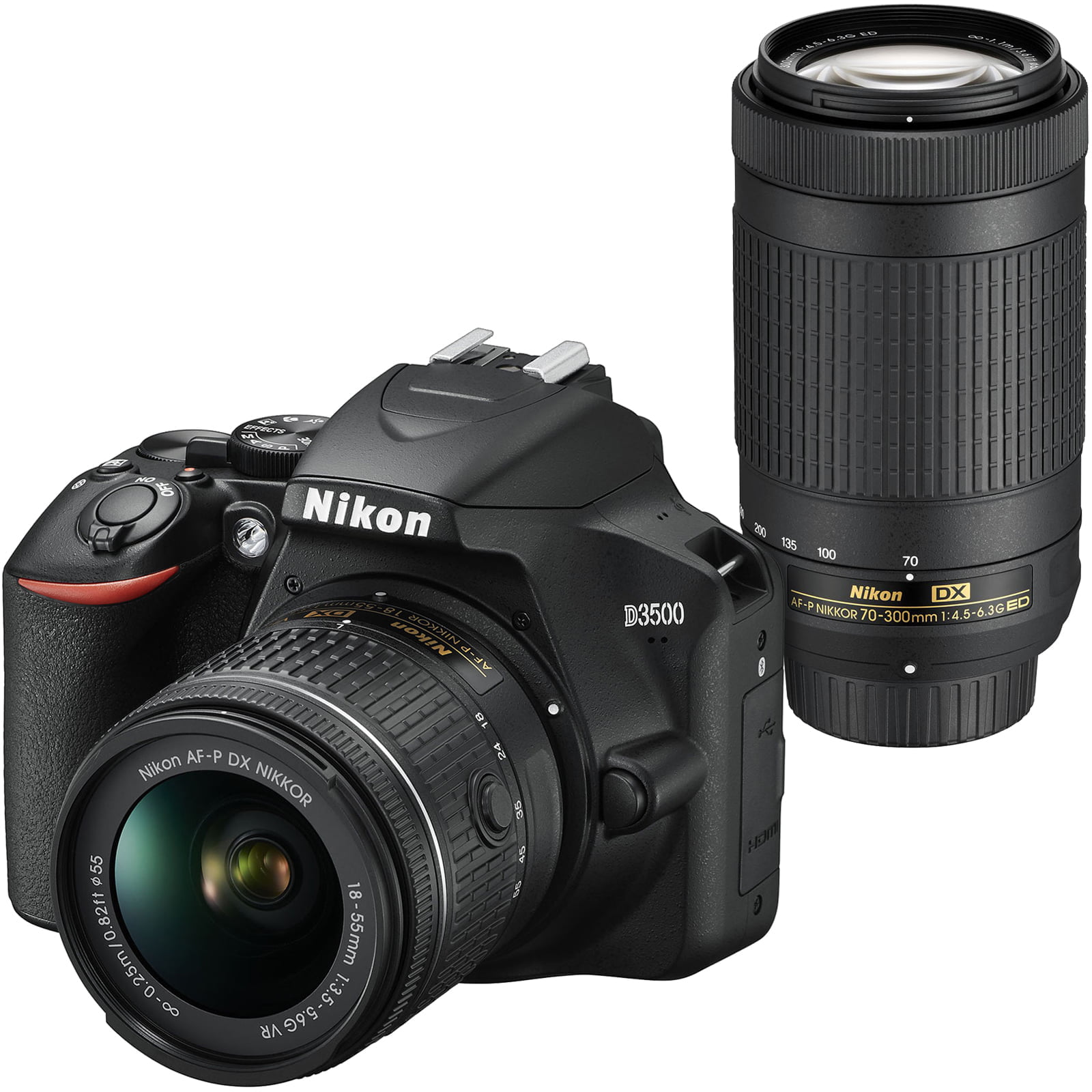 Nikon D3500 DX-Format DSLR Two Lens Kit with AF-P DX NIKKOR 18-55mm f/3.5-5.6G VR & AF-P DX NIKKOR 70-300mm f/4.5-6.3G ED, Black