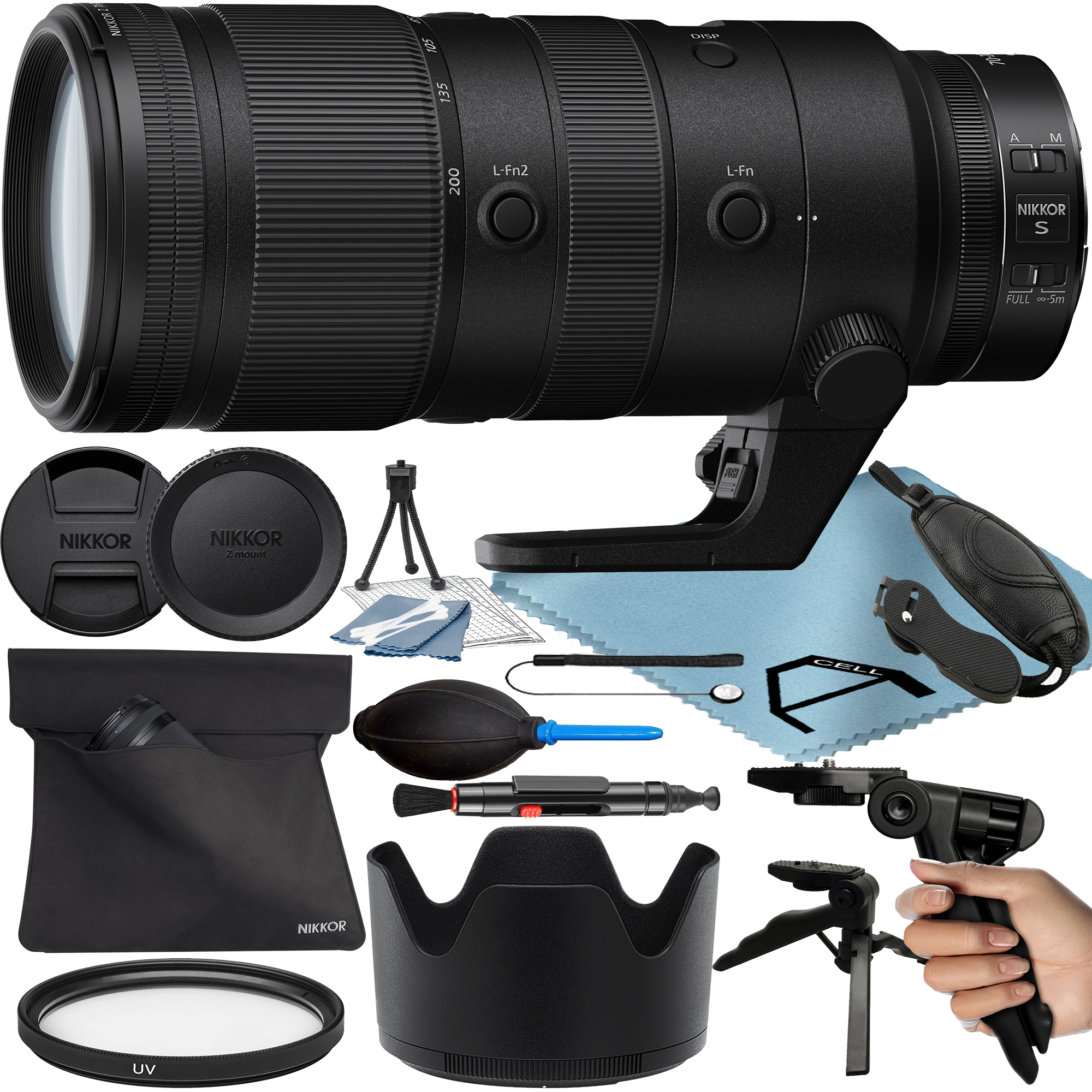 Nikon NIKKOR Z 70-200mm F/2.8 VR S Lens with Tripod + UV Filter + A-Cell Accessory Bundle