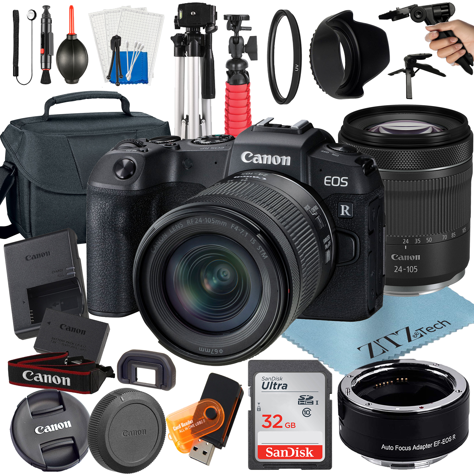 Canon EOS RP Mirrorless Digital Camera with RF 24-105mm STM Lens + Mount Adapter + 32GB SanDisk + ZeeTech Accessory