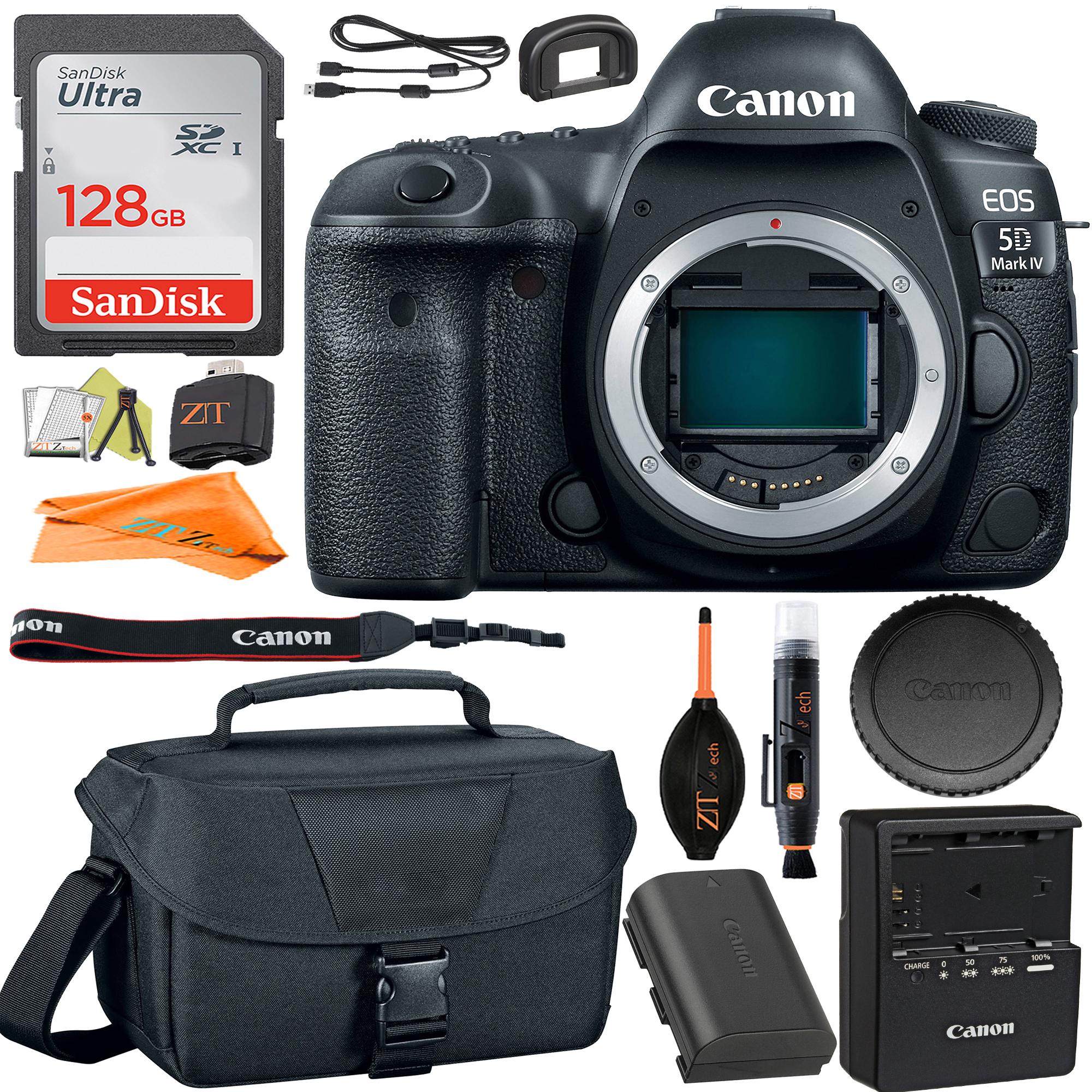 Canon EOS 5D Mark IV DSLR Camera (Body Only) with SanDisk 128GB Card + Case + ZeeTech Accessory Bundle