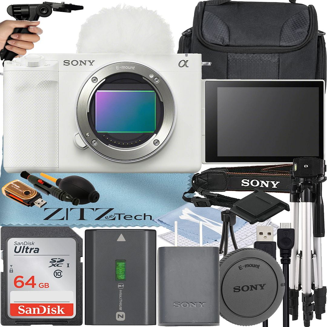 Sony ZV-E1 Mirrorless Camera White (Body Only) with SanDisk 64GB Card + Case + Tripod + Cleaning Kit + ZeeTech Accessory Bundle