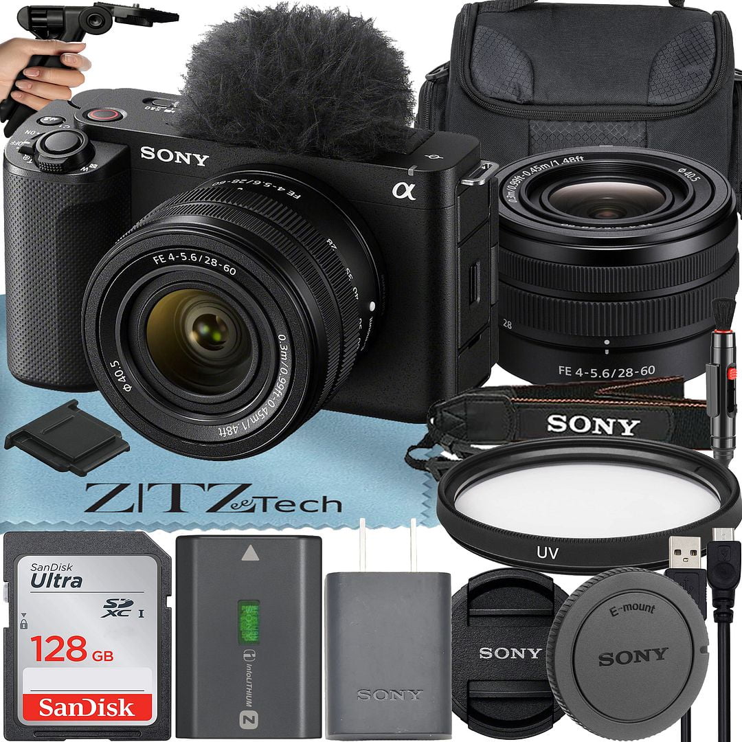 Sony ZV-E1 Mirrorless Camera (Black) with FE 28-60mm Lens + SanDisk 128GB Card + Case + UV Filter + ZeeTech Accessory Bundle