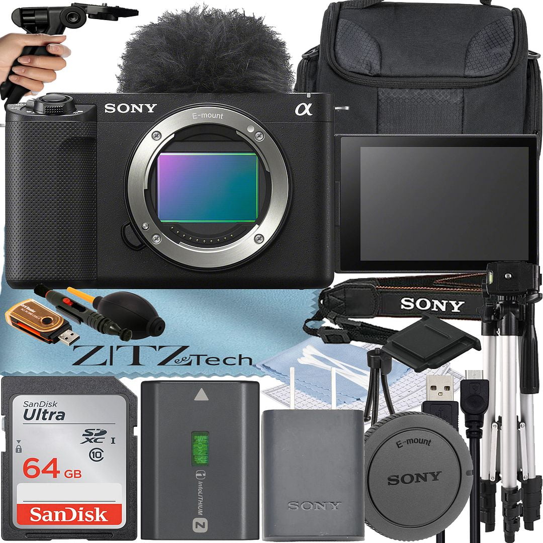 Sony ZV-E1 Mirrorless Camera Black (Body Only) with SanDisk 64GB Card + Case + Tripod + Cleaning Kit + ZeeTech Accessory Bundle