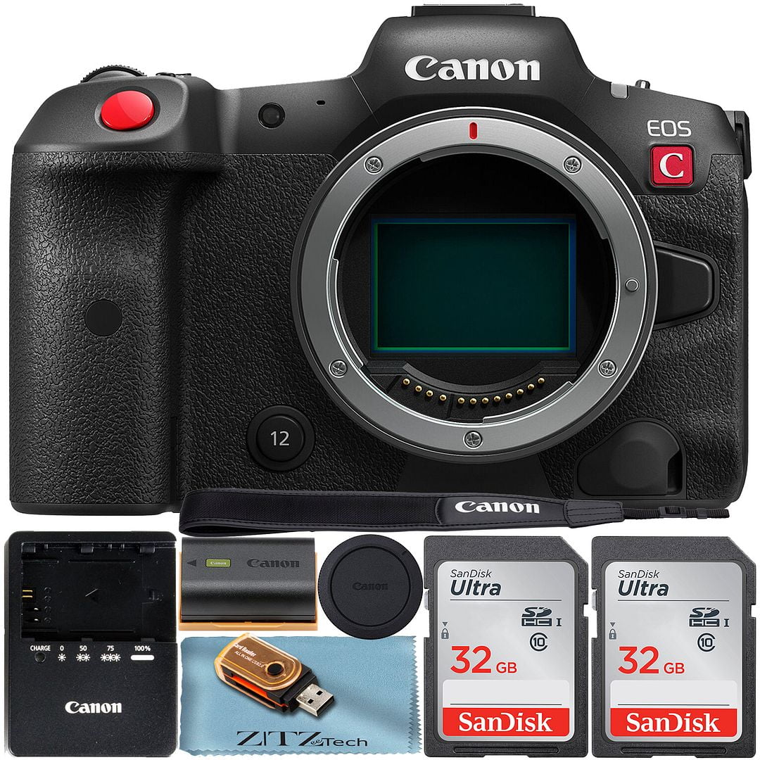 Canon EOS R5 C Mirrorless Cinema Camera (Body Only) with 2 Pack SanDisk 32GB Memory Card + ZeeTech Accessory Bundle