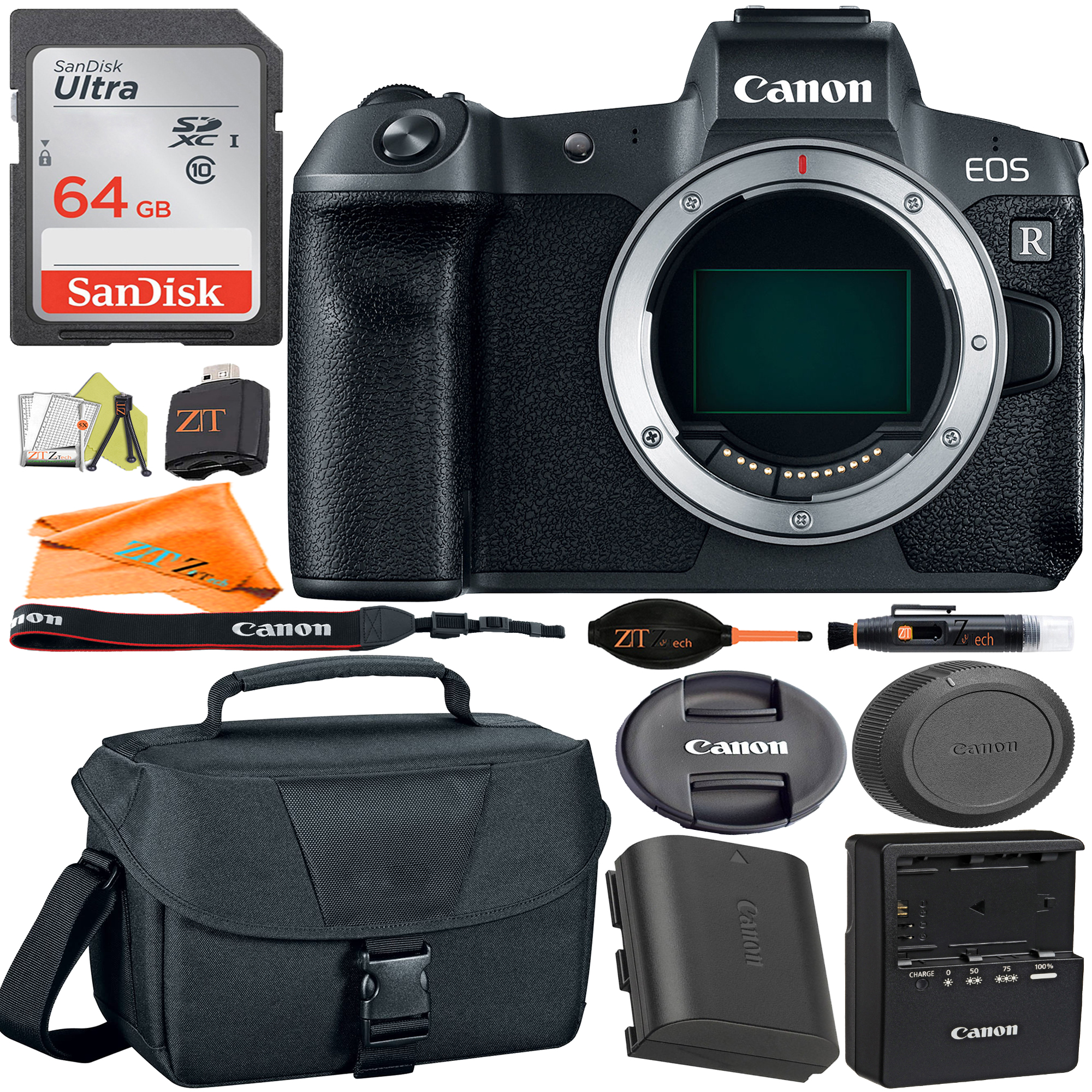 Canon EOS R Mirrorless Digital Camera (Body Only) Full-Frame with SanDisk 64GB + Case + ZeeTech Accessory Bundle