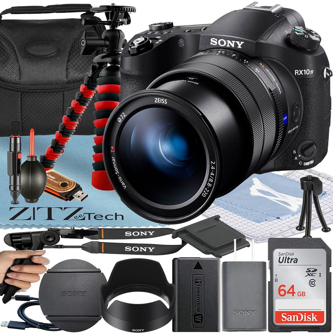 Sony Cyber-shot DSC-RX10 IV Digital Camera + Tripod + Case + 64GB Memory Card + ZeeTech Microfiber Cloth