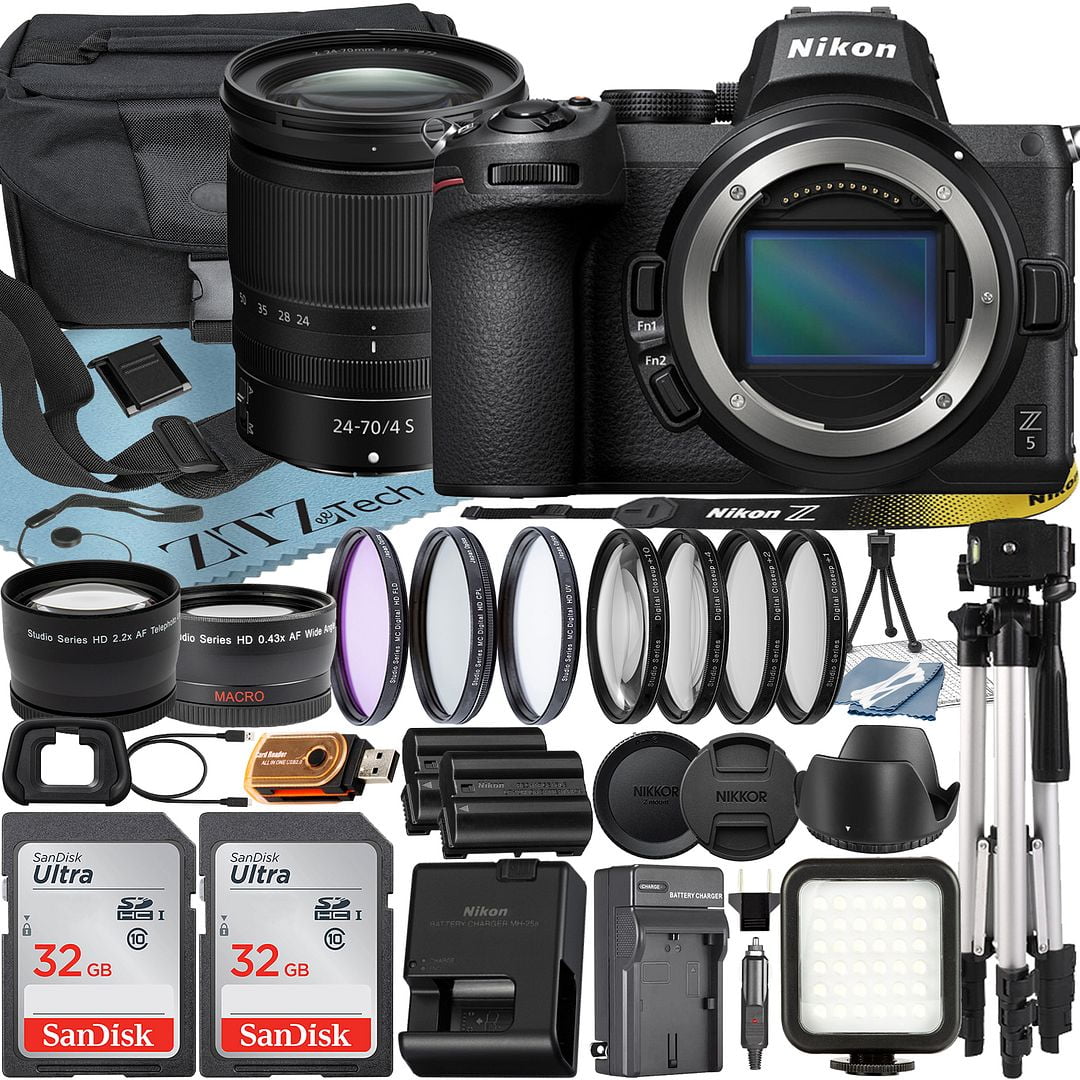 Nikon Z5 Mirrorless Camera with NIKKOR Z 24-70mm f/4 Zoom Lens + SanDisk 32GB Card + Case + Telephoto + Tripod + ZeeTech Accessory Bundle