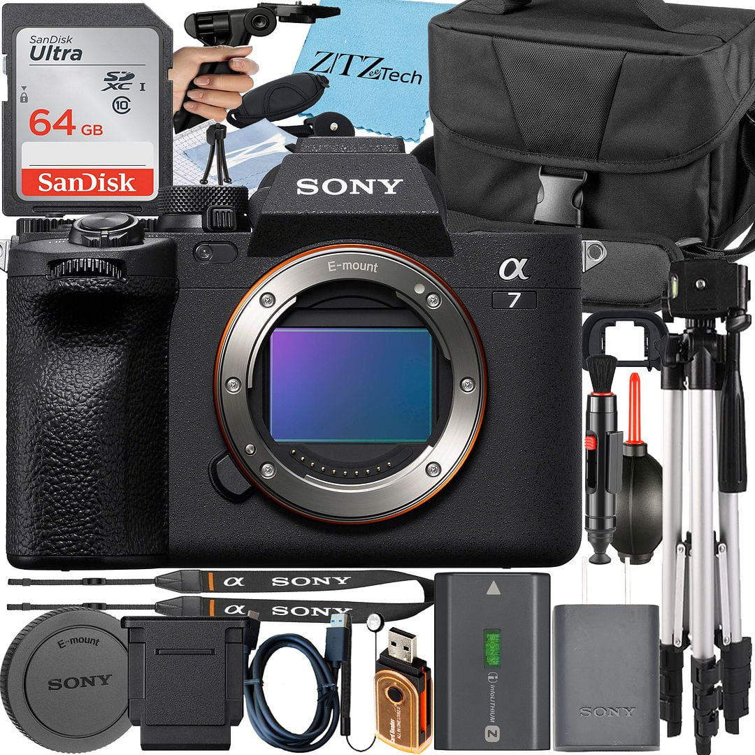 Sony a7 IV Mirrorless Camera + Tripod + 64GB Memory Card + Case + ZeeTech Accessory Bundle